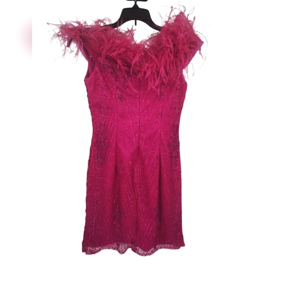 Alyce Paris Pink Feathered and Beaded Dress‎ 2 - Picture 4 of 4